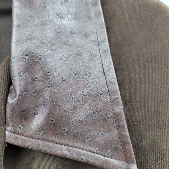 Vintage R&K Faux Ostrich Leather Ultrasuede Equestrian Trench Brown Sz 16 - Picture 5 of 12